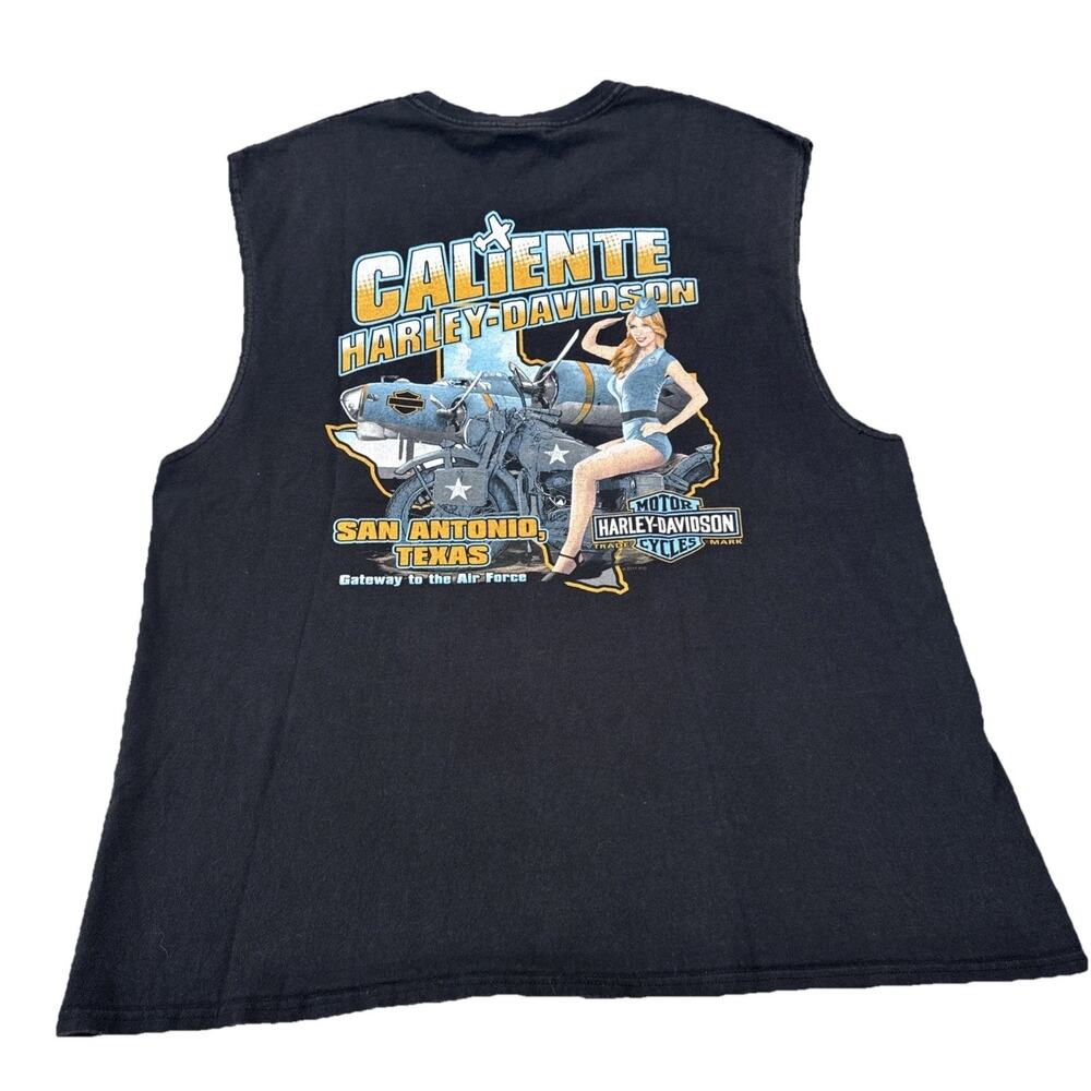 vintage harley davidson tank top mens 2XL caliente San Antonio pin Up Girl AF